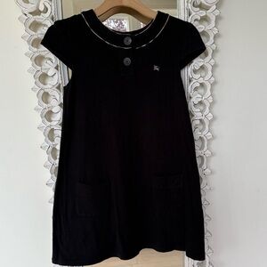 Burberry London Black Cotton Stretch Cap Sleeve Dress • Sz 160A/S